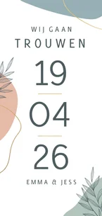 Trouwuitnodiging met abstracte vormen