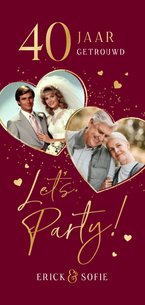 Uitnodiging 40 jaar getrouwd jubileumfeest robijn goud hart