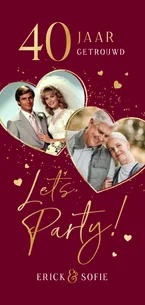 Uitnodiging 40 jaar getrouwd jubileumfeest robijn goud hart