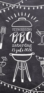 Uitnodiging barbecue feest krijtbord lichtjes