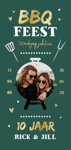 Uitnodiging bbq feest jubileum foto hartjes tuinfeest