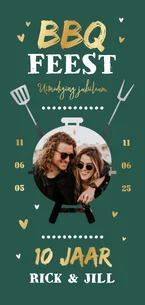 Uitnodiging bbq feest jubileum foto hartjes tuinfeest