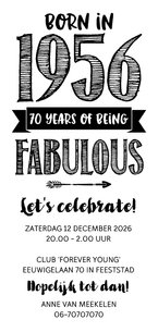 Uitnodiging born in 1956 - 70 years of being fabulous