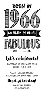 Uitnodiging born in 1966 - 60 years of being fabulous