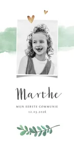 Uitnodiging communie stijlvol waterverf pastelgroen