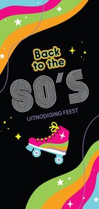 Uitnodiging eighties party 80's feest disco themafeest