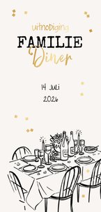 Uitnodiging familiediner etentje familiedag doodle goud