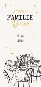 Uitnodiging familiediner etentje familiedag doodle goud