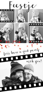 Uitnodiging feestje zwart wit fotocollage