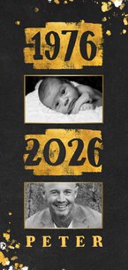 Uitnodiging goudlook 1976/2026 met foto