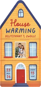Uitnodiging housewarming huisje foto nieuwe woning