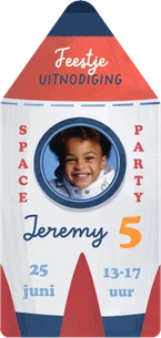 Uitnodiging kinderfeestje space raket ruimte foto