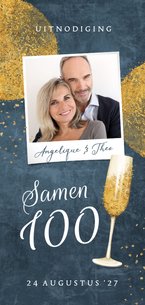 Uitnodiging samen 100 stijlvol goud foto champagne