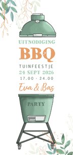 Uitnodiging staand met bbq en takjes