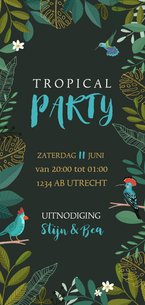 Uitnodiging staand tropical met vogels