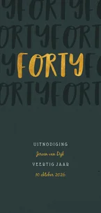 Uitnodiging stijlvol met papierlook en gouden forty