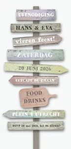 Uitnodiging wegwijs bordjes lang