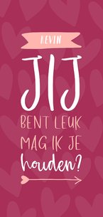 Valentijnskaart Jij bent leuk mag ik je houden?