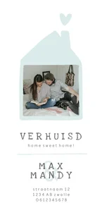 Verhuiskaart met lief huisje en foto langwerpig