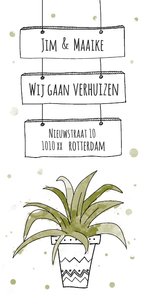 Verhuiskaart voor nieuw adres met hippe kamerplant