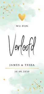Verlovingskaart watercolour mintgroen goudlook