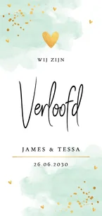 Verlovingskaart watercolour mintgroen goudlook