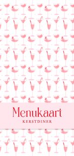 Vrolijke menukaart met roze kerst cocktails