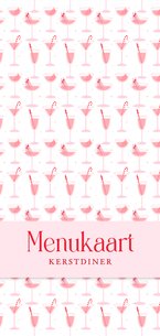 Vrolijke menukaartjes mer roze kerst cocktails