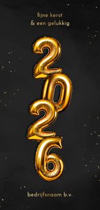 Zakelijk kerstkaartje folieballon 2026 verticaal goud
