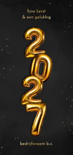 Zakelijk kerstkaartje folieballon 2027 verticaal goud