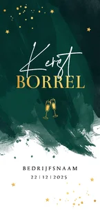 Zakelijke kerstborrel uitnodiging groen watercolour goudlook