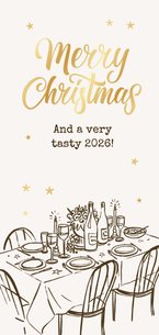 Zakelijke kerstkaart horeca restaurant doodle sterren goud