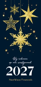 Zakelijke kerstkaart sterren sprankelend goud 2027