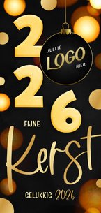 Zakelijke kerstkaart zwart 2026 kerstbal langwerpig