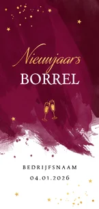 Zakelijke uitnodiging Nieuwjaarsborrel rood watercolour 2026