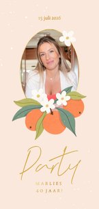 Zomerse uitnodiging verjaardag feestje met citrus fruit