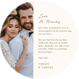 Bedankkaart modern beige met bruin love & thanks ronde vorm Achterkant