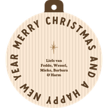 Bruine foto kerstbalkaart met streepjes, sterren Achterkant