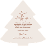 Bruine kerstkaart kerstboom met lampjes en foto Achterkant