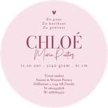 Cirkelkaart geboortekaartje meisje rond potlood effect roze Achterkant