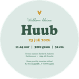 Cirkelkaart geboortekaartje stoer gestreept hip groen Achterkant