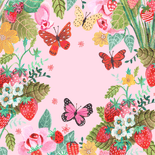 Communiekaart vlinders en bloemen met naam Achterkant