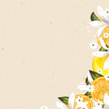 Eerste communie uitnodiging bloemen citrusvruchten goud Achterkant