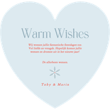 Fotocollage kerstkaart hartje met blauwe bloemen Achterkant