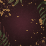 Geboortekaartje bordeaux met jungle bladeren Achterkant