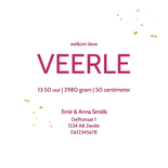 Geboortekaartje meisjes in hartvorm met roze marmer Achterkant