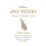 Geboortekaartje rond wolfje bloemen vogel lief lente Achterkant