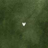 Geboortekaartje velvet look groen natuurlijk hartje goud Achterkant