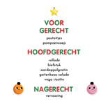 Grappige menukaart kerstboom met oogjes Achterkant