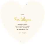 Hartvorm kerstkaart hertje en foto in kerstbal Achterkant